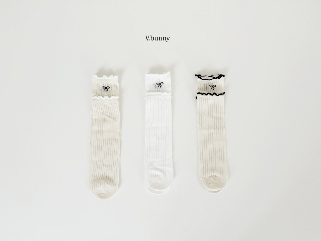 正韓春vbunny 捲邊蝴蝶結襪子組