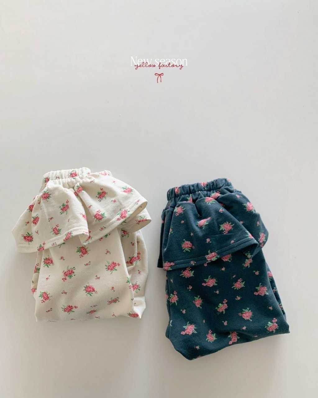 正韓春yellowfactory 花花假兩件縮口褲