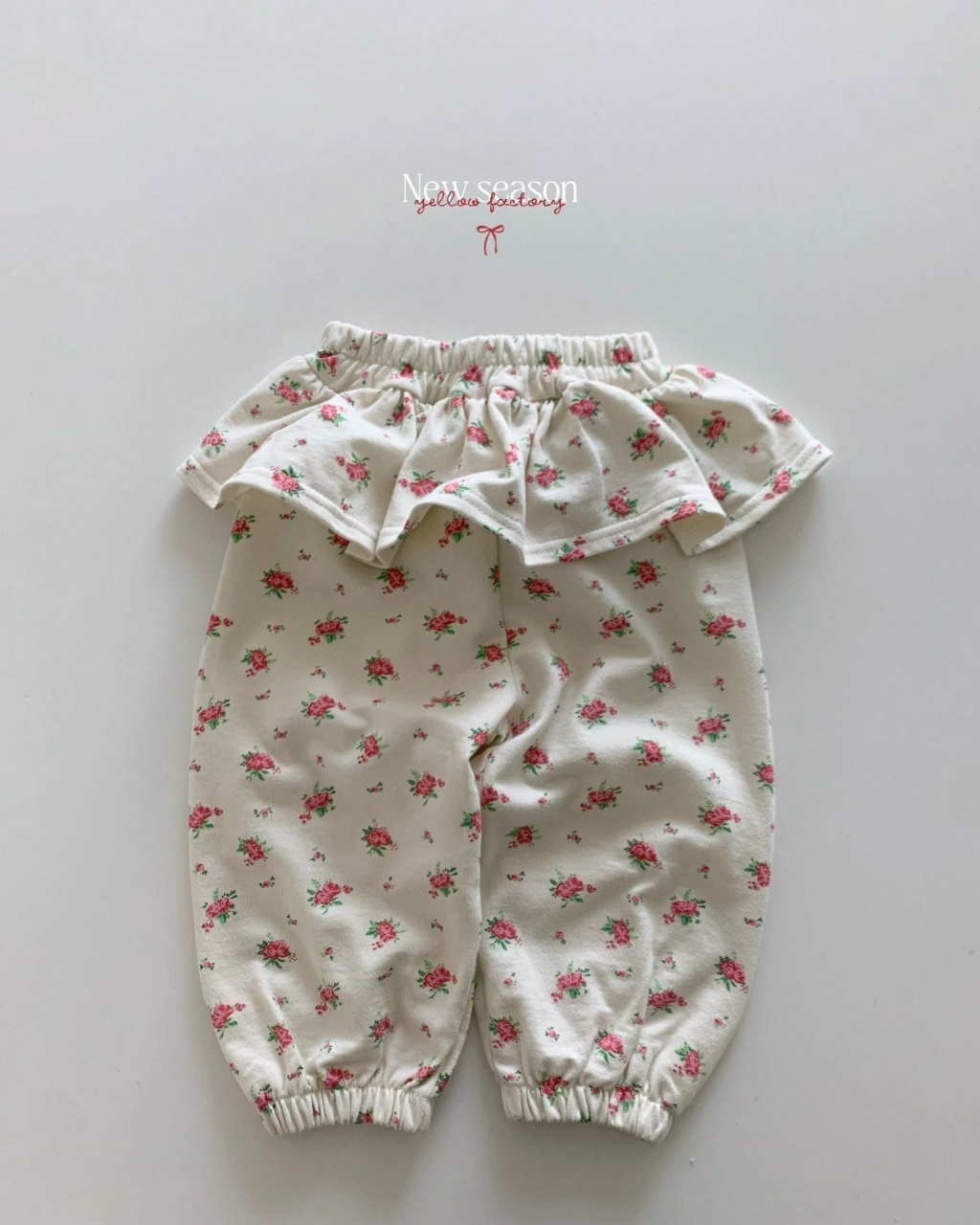 正韓春yellowfactory 花花假兩件縮口褲