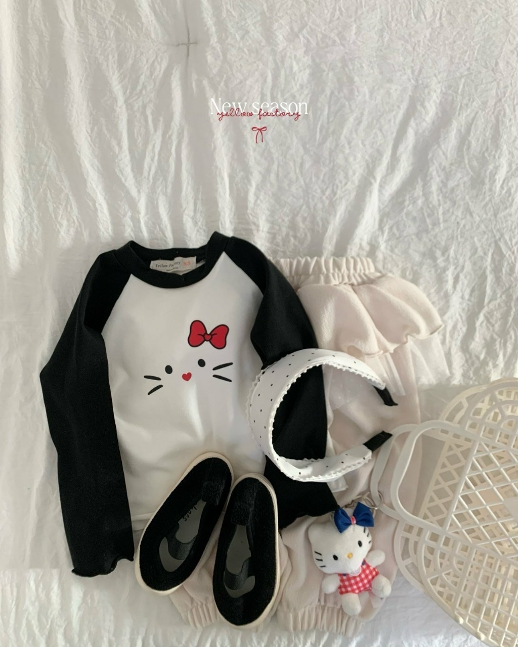 正韓春yellowfactory 拼袖小貓捲邊上衣