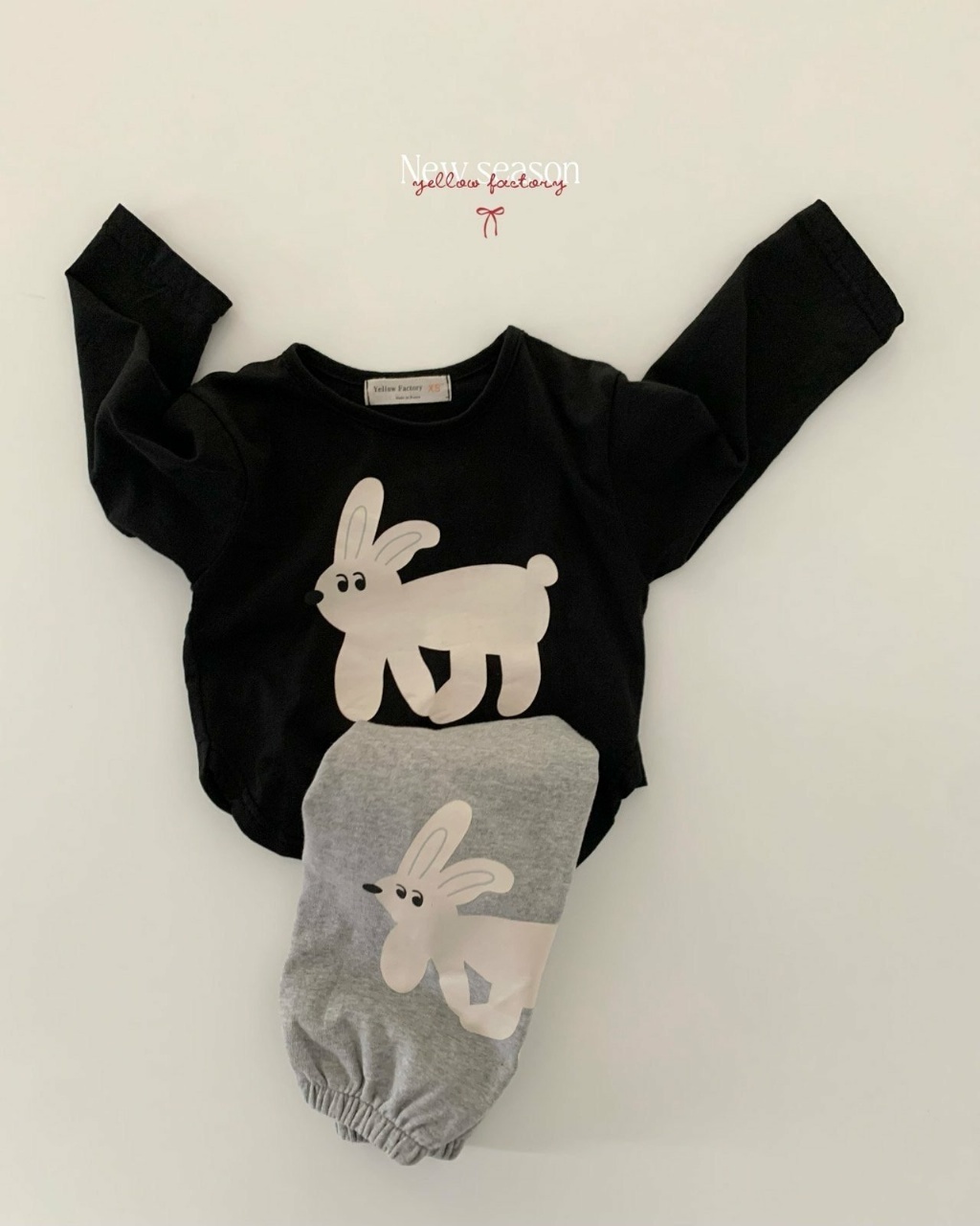 正韓春yellowfactory 灰色小白兔縮口棉褲