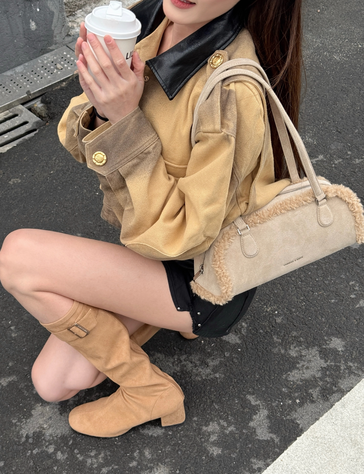 Charles & Keith 小CK 冬季毛絨系列 法棍包 小方包 毛絨 麂皮 手提包 肩背包 腋下包/預購