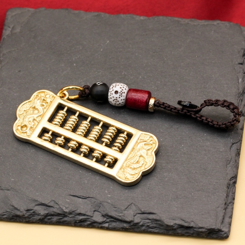 合金算盤+藍珠繩吊飾