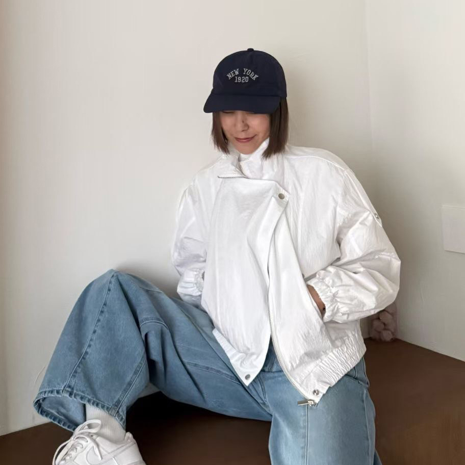 斜釦立領/翻領造型縮腰工裝外套 / 3色