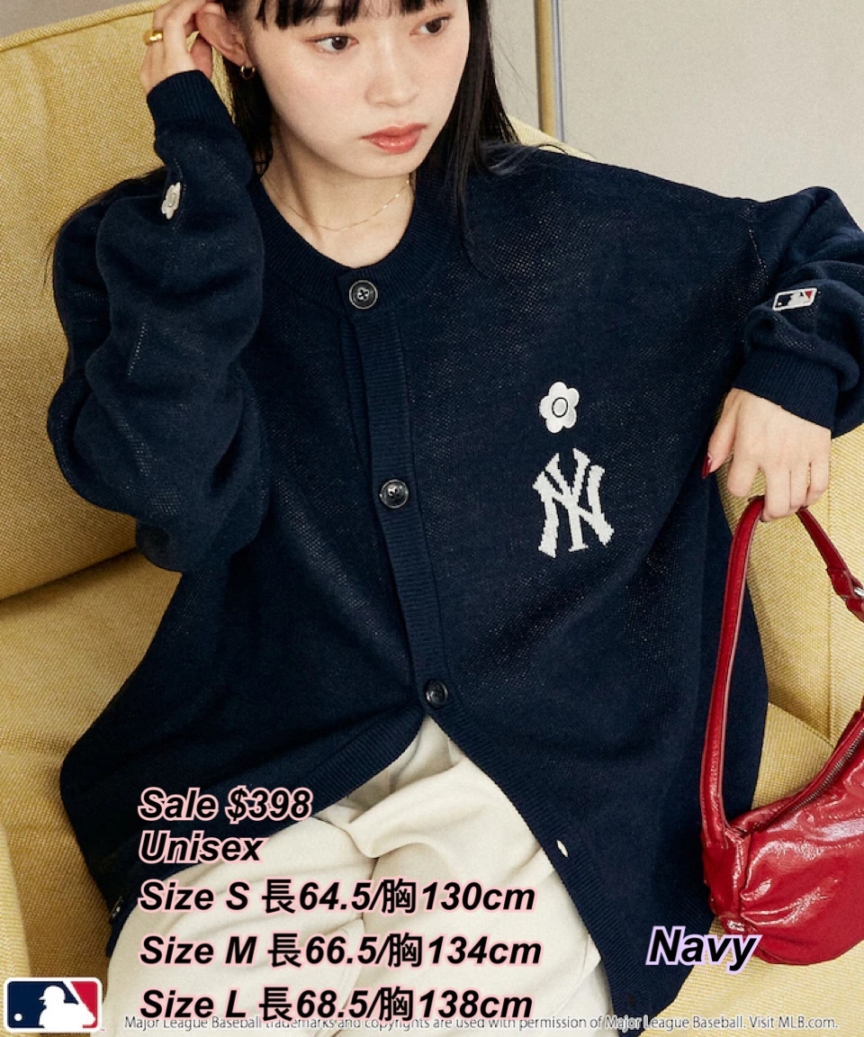 260206 Sale MLB x Mary Quant 圓領針織扣鈕外套/3色