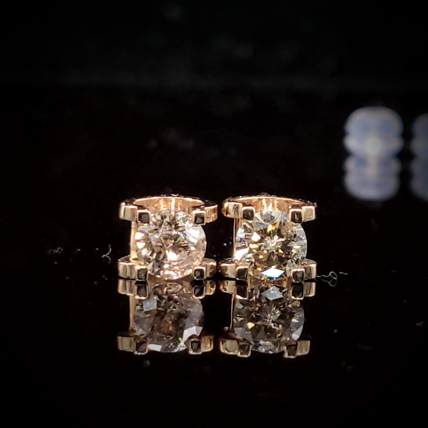 全新18K玫瑰金【主石97份鑽石】耳環