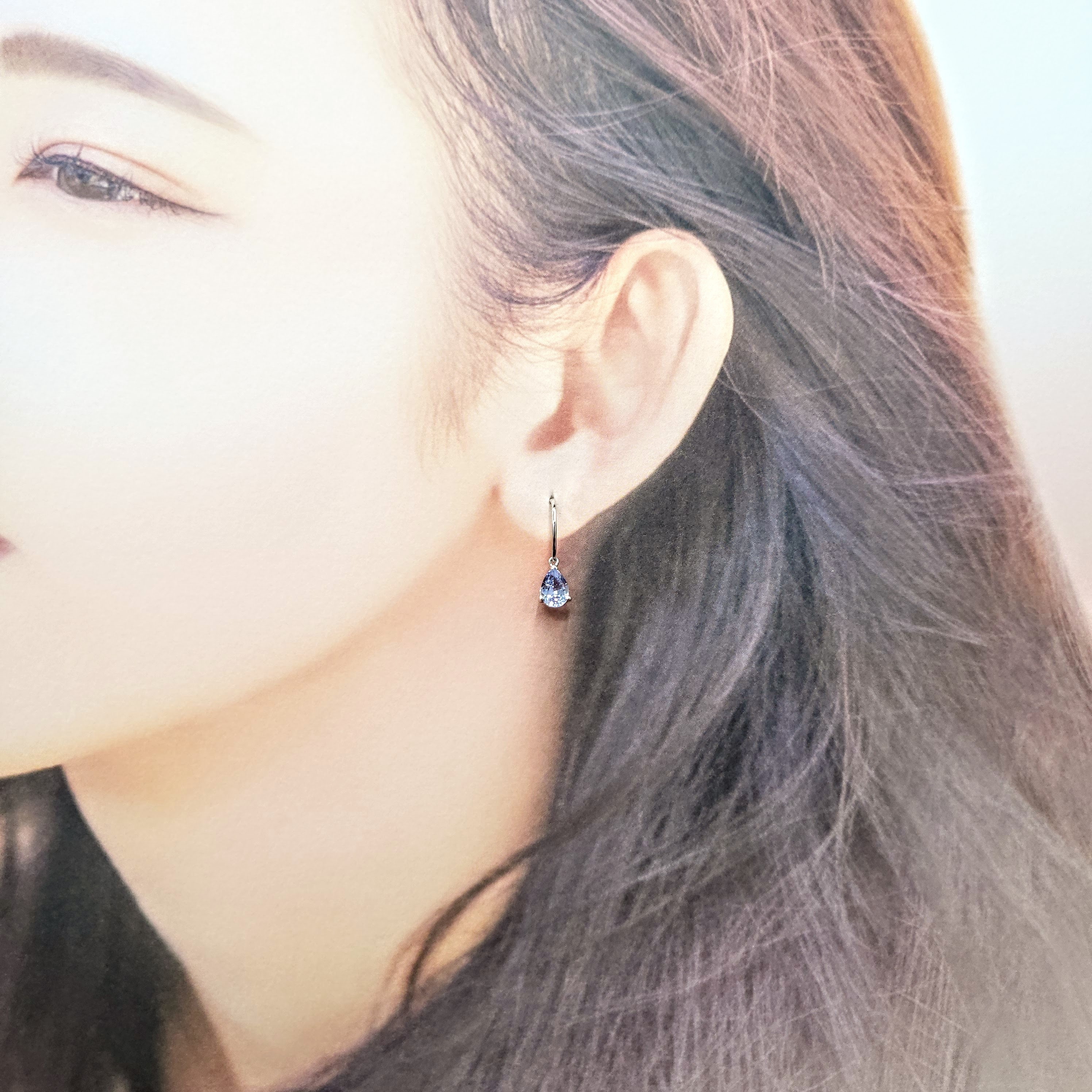 全新18K白金【主石1卡62份紫藍寶】吊耳環