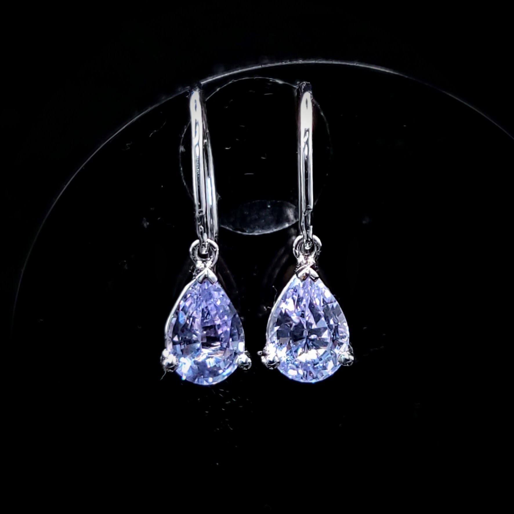 全新18K白金【主石1卡62份紫藍寶】吊耳環