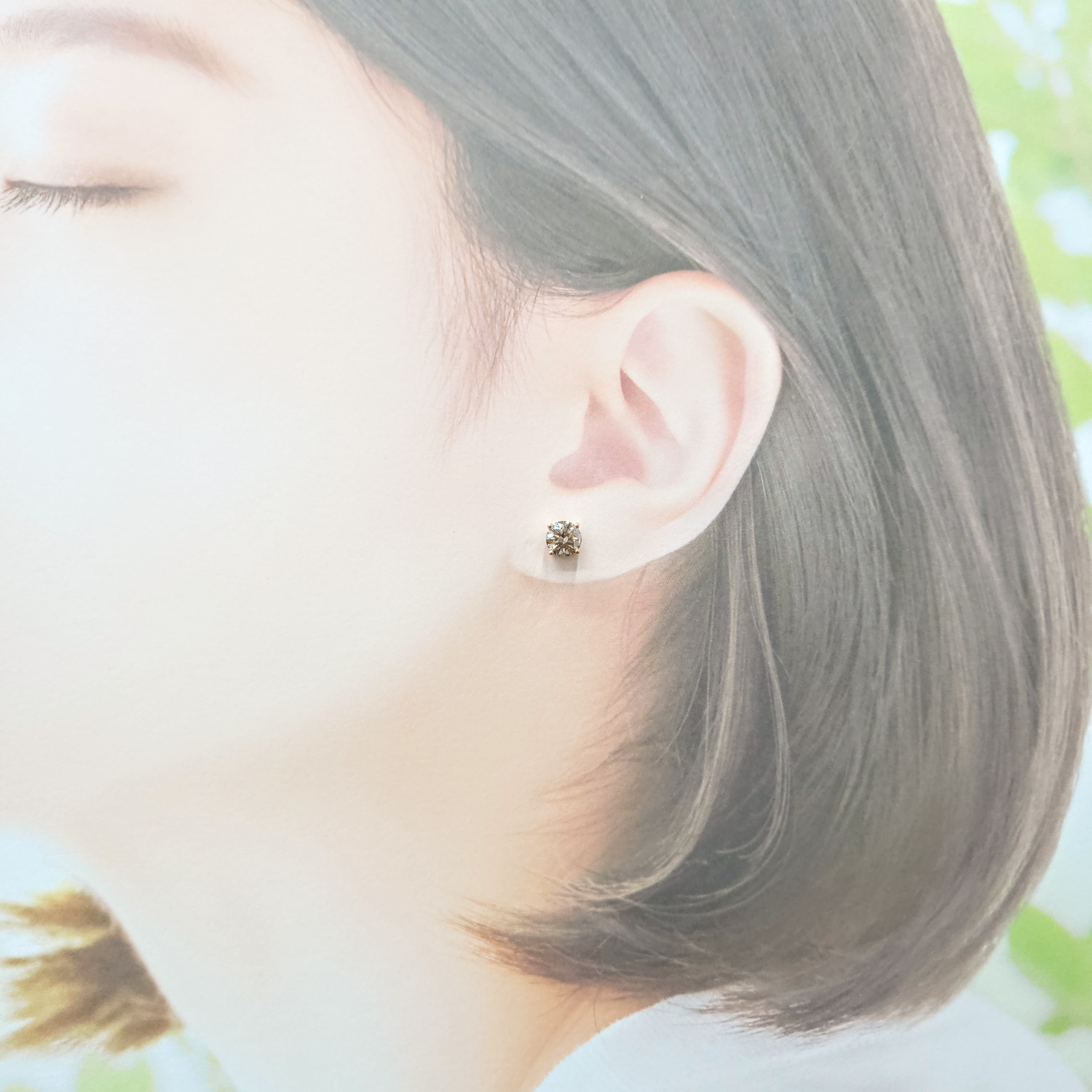 全新18K玫瑰金【主石1卡54份咖啡鑽】耳環