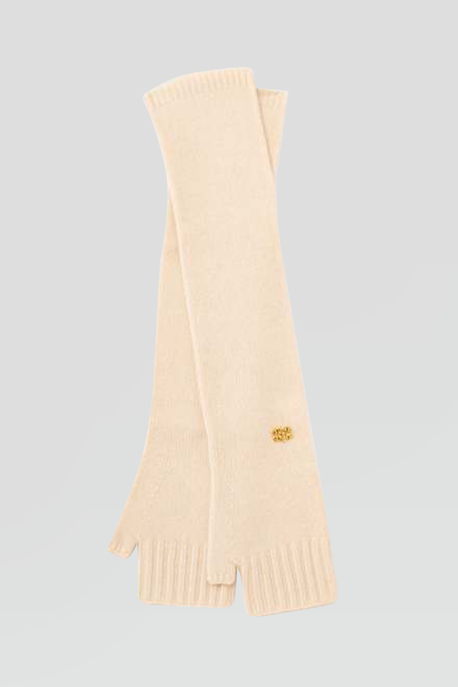 GANNI｜WOOL 蝴蝶徽標針織露指手套