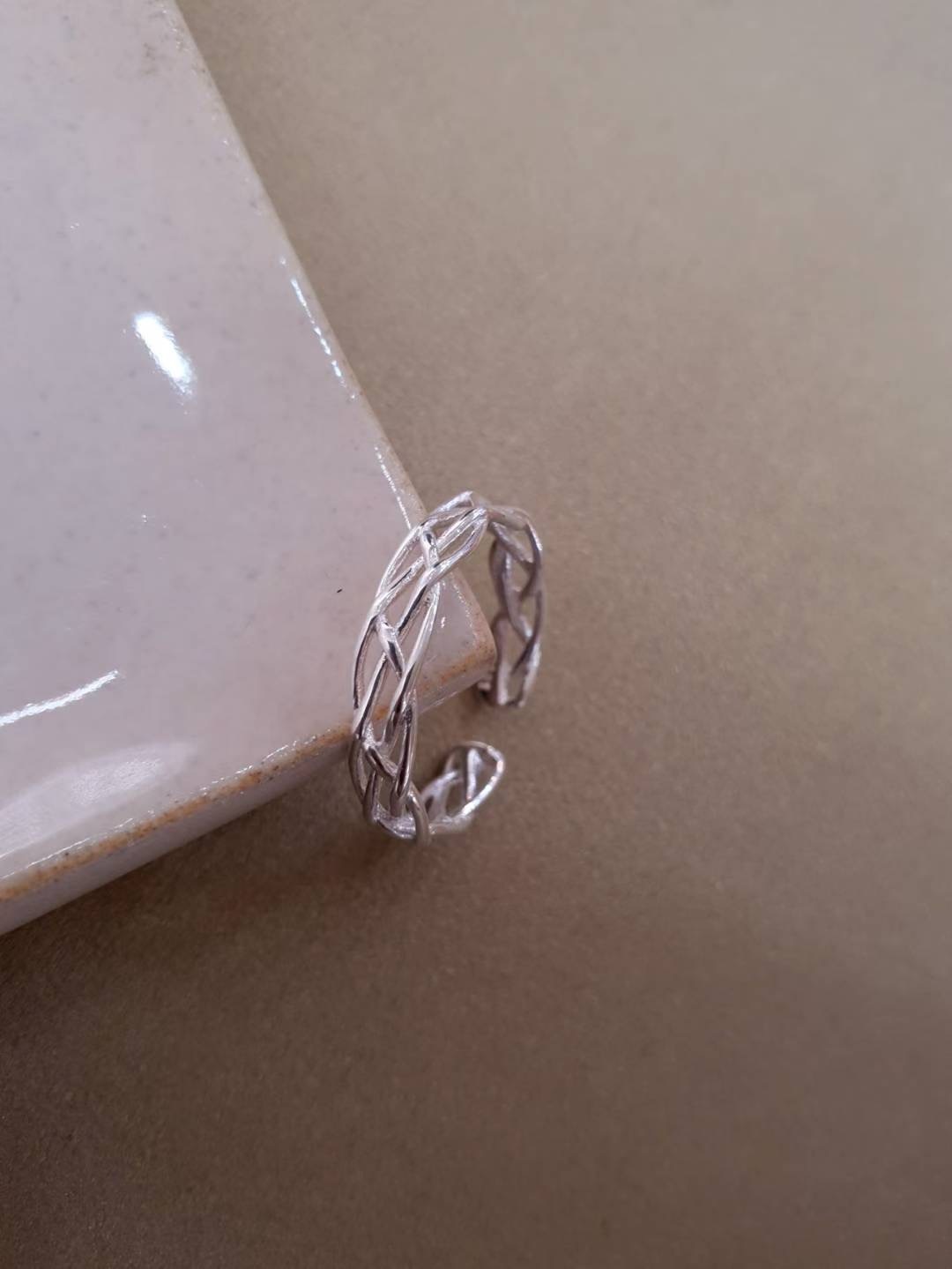 #228SA06 Silver twist open ring ⁎S925