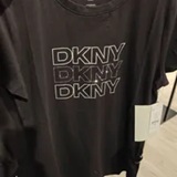[S] DKNY BLACK TRIPLE RHINESTONE FOIL LOGO TEE, DP6T1651-BLK (SD1643)