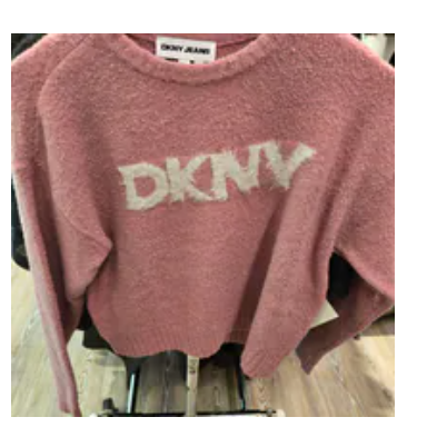 [S] DKNY DUSTY MAUVE/GOLD LOGO BOUCLE SWEATER, DJ4R0424-052 (SD1650)