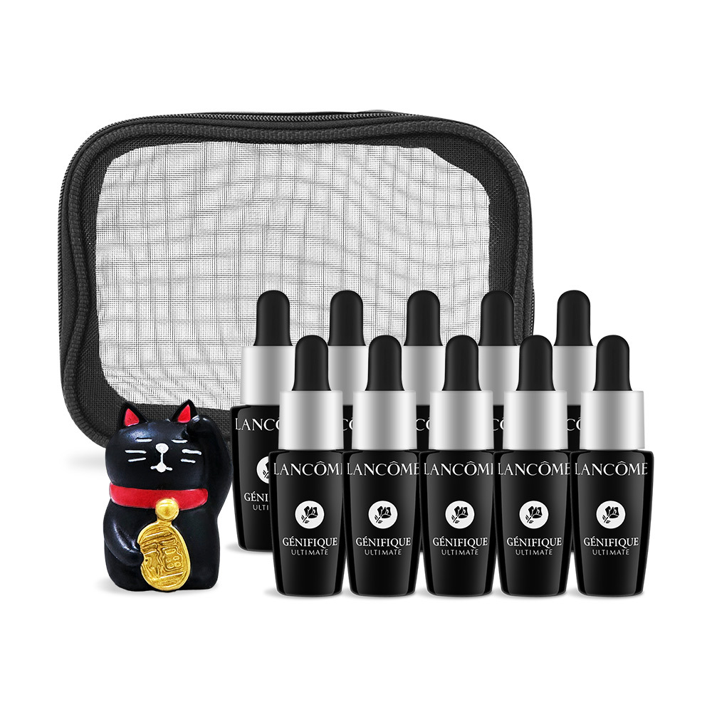 LANCOME 蘭蔻 超極限肌因賦活露好運組[賦活露(7ml)x10+招財貓擺飾]附旅行化妝包