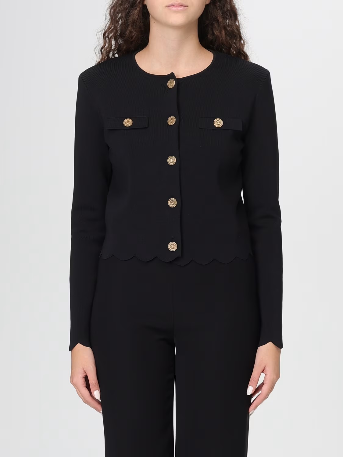 TWIN-SET 花邊排釦外套(黑)