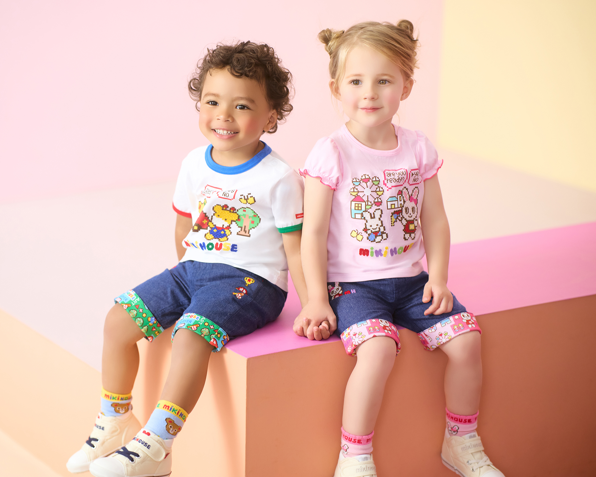 普吉熊像素風遊戲七分褲-多色