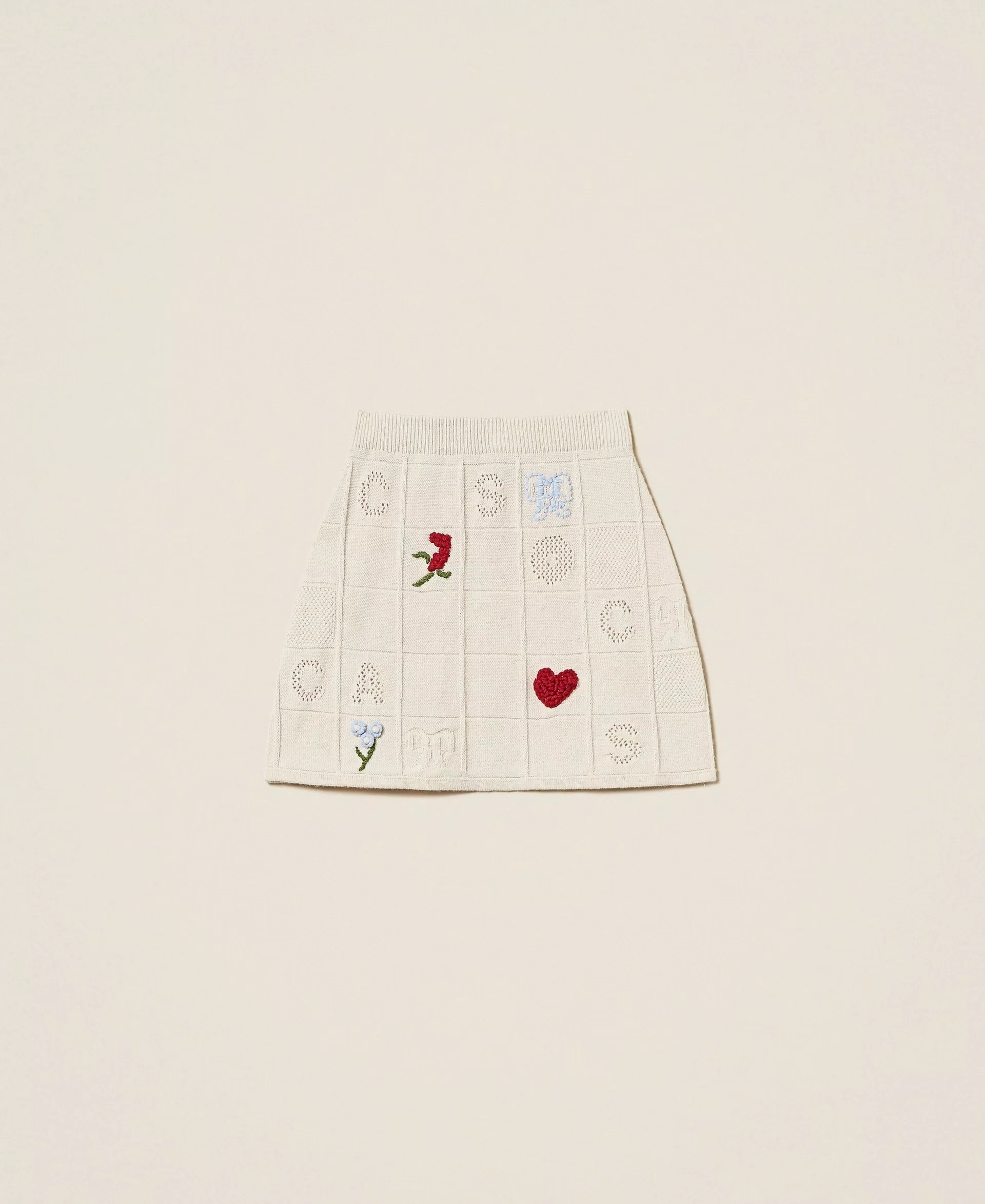 TWIN-SET 方格繡花短裙