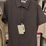 [S] DKNY BLACK ZIP POCKET SPREAD COLLAR SHIRT, DK15SW2055-BLK (SD1666)