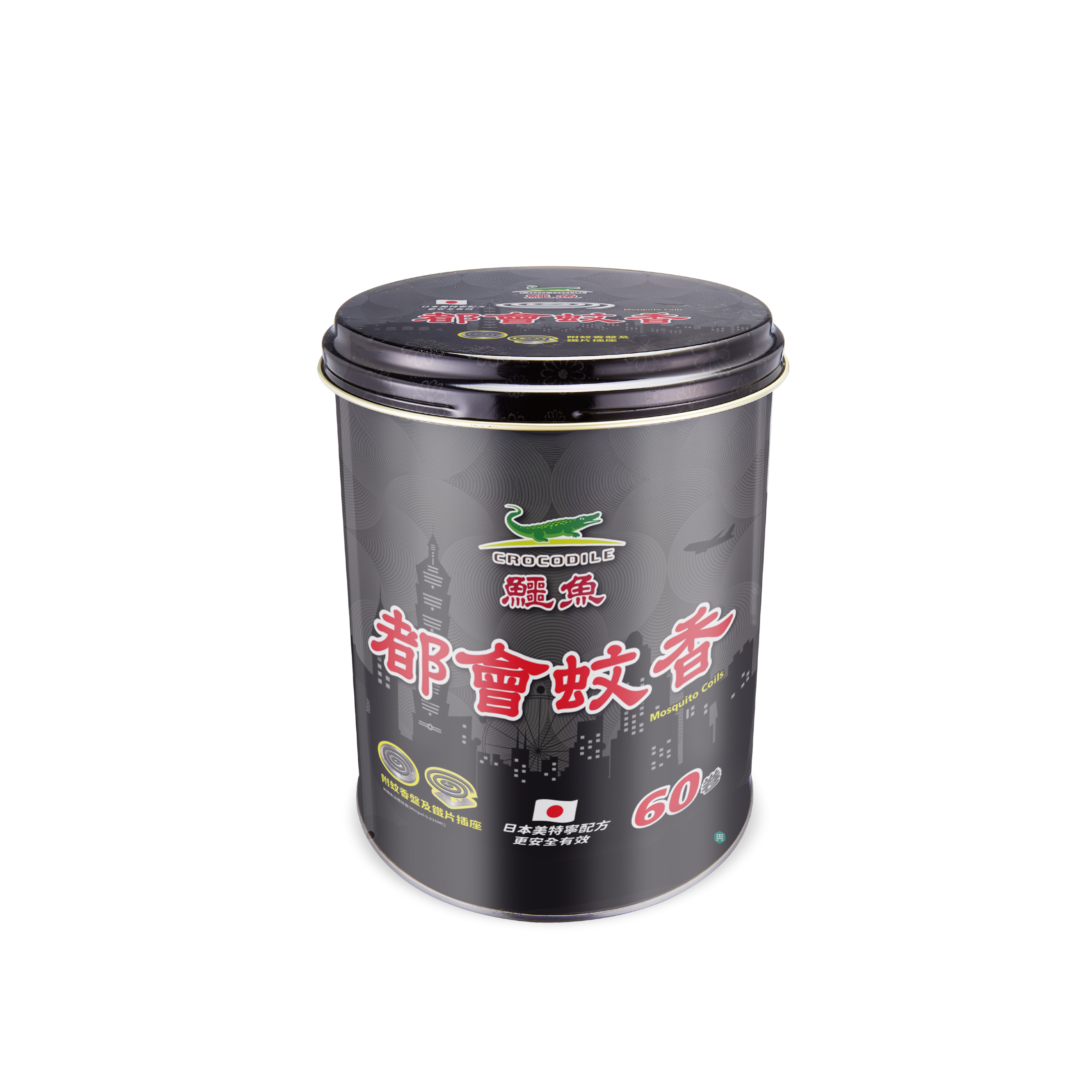 【鱷魚】淡煙蚊香60卷 (鐵罐裝)