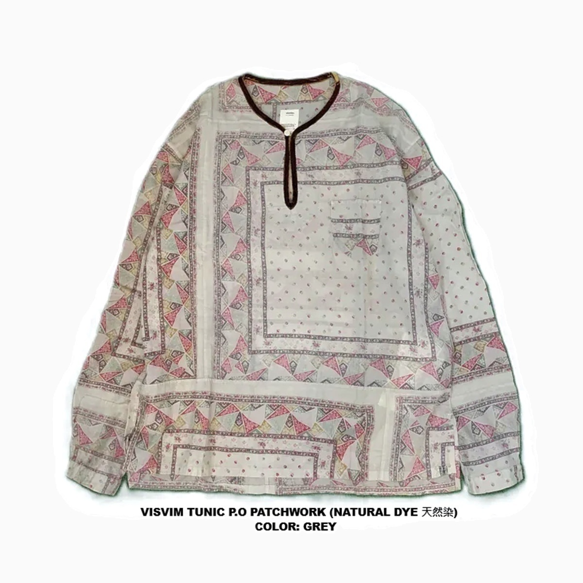ON SALE: VISVIM TUNIC P.O PATCHWORK (NATURAL DYE 天然染) - GREY SIZE 3 IN STOCK NOW (現貨發售中)