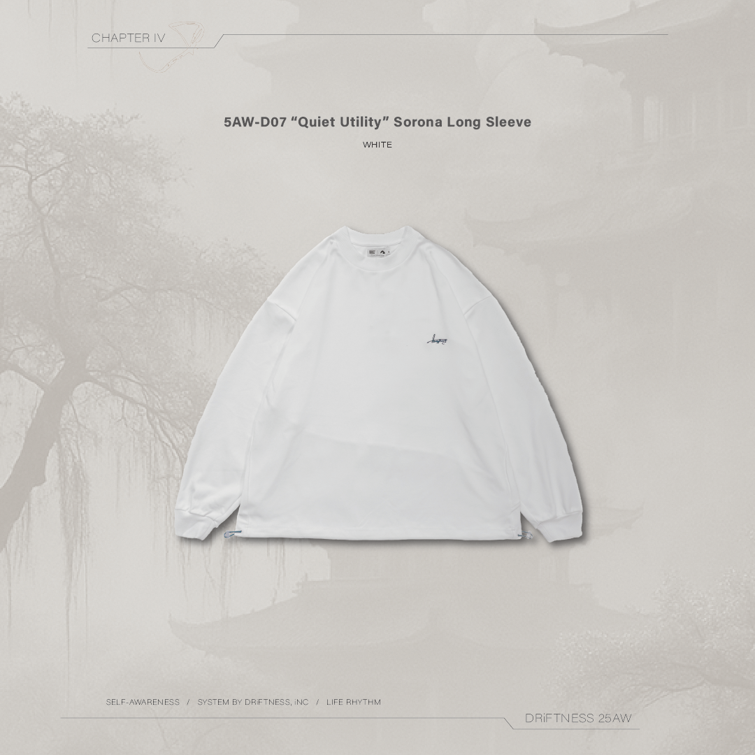 DRiFTNESS｜5AW-D07 "Quiet Utility" SORONA發熱機能薄長袖 - White