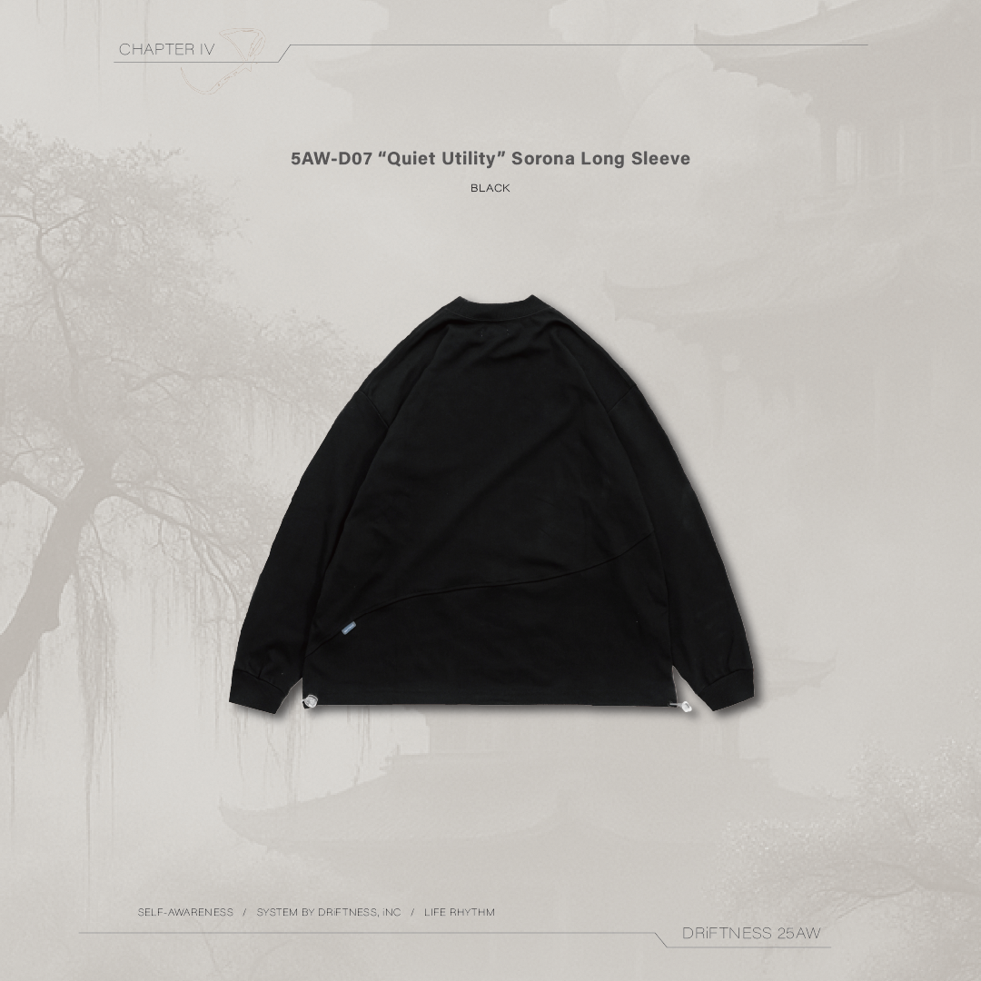 DRiFTNESS｜5AW-D07 "Quiet Utility" SORONA發熱機能薄長袖 - Black