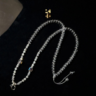 0207XZ01-雪堆白唐卡-灰月光紫晶琉璃項鏈（A1）