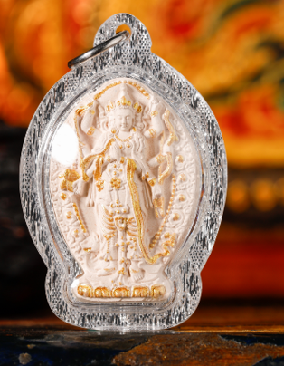 0207XZ08-雪堆白唐卡-香灰點金擦摩利支天（A8）