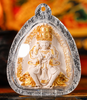 0207XZ13-雪堆白唐卡-香灰點金擦紮基拉姆（A13）