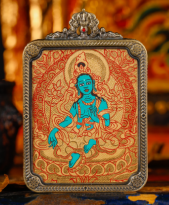 0207XZ16-雪堆白唐卡-金卡綠度母（A16）