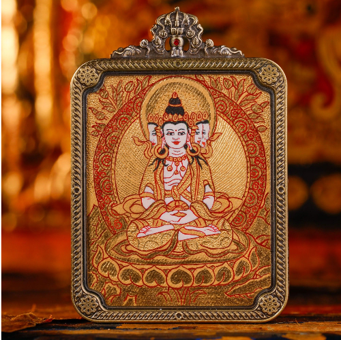 0207XZ18-雪堆白唐卡-金唐八大守護-大日方卡（A18）
