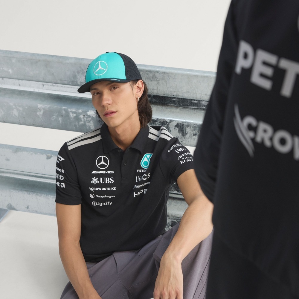 男款 ADIDAS X MERCEDES - AMG PETRONAS F1 黑色 F1 賓士 賽車 聯名款 POLO衫 短T【KE5523】ADF1