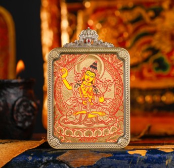 0207XZ19-雪堆白唐卡-金唐八大守護-文殊方卡（A19）