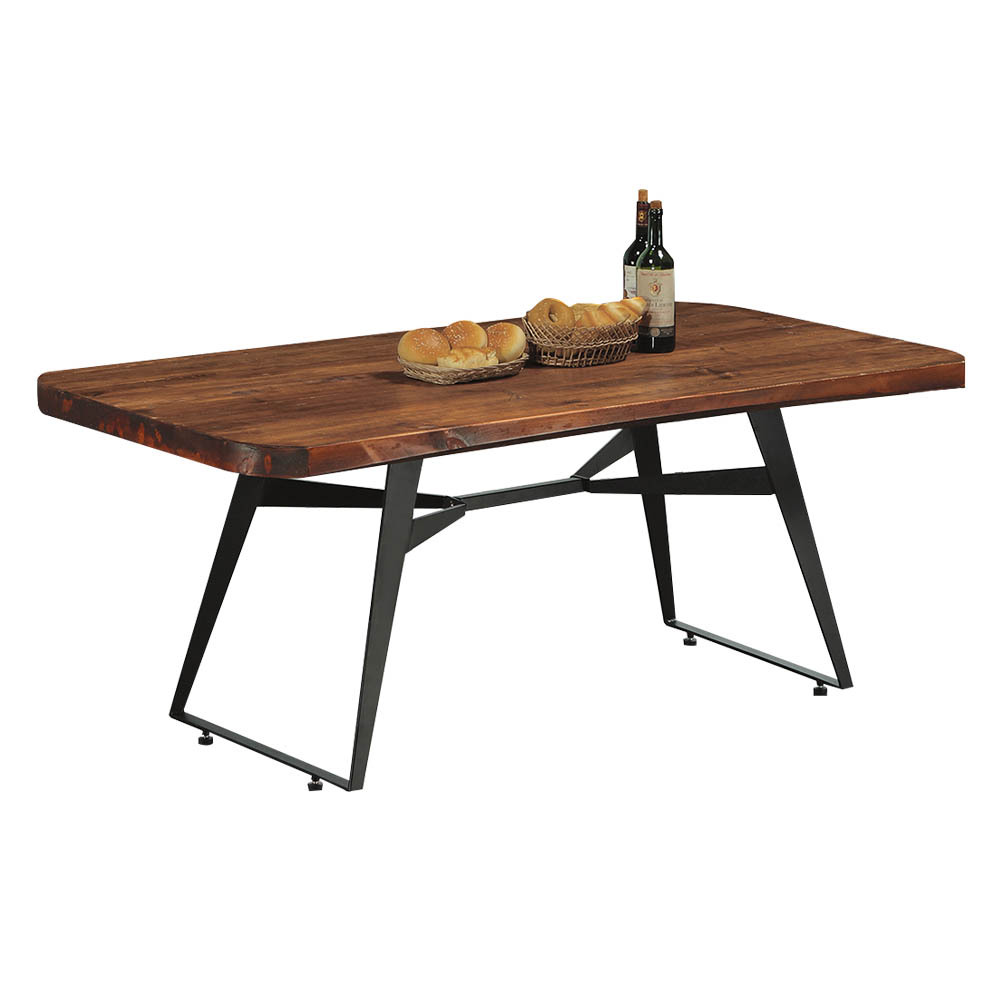 柏蒂家居-霍克5.3尺實木鐵藝工業風餐桌/會議桌/長桌