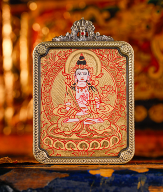 0207XZ23-雪堆白唐卡-金唐八大守護-虛空（A23）