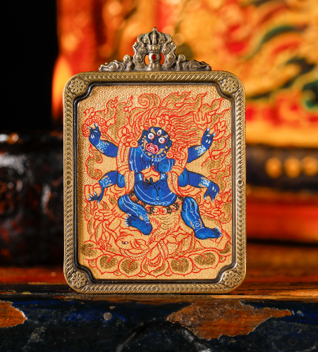 0207XZ28-雪堆白唐卡-金唐大黑天（A28）