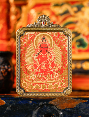 0207XZ31-雪堆白唐卡-金唐長壽佛（A31）