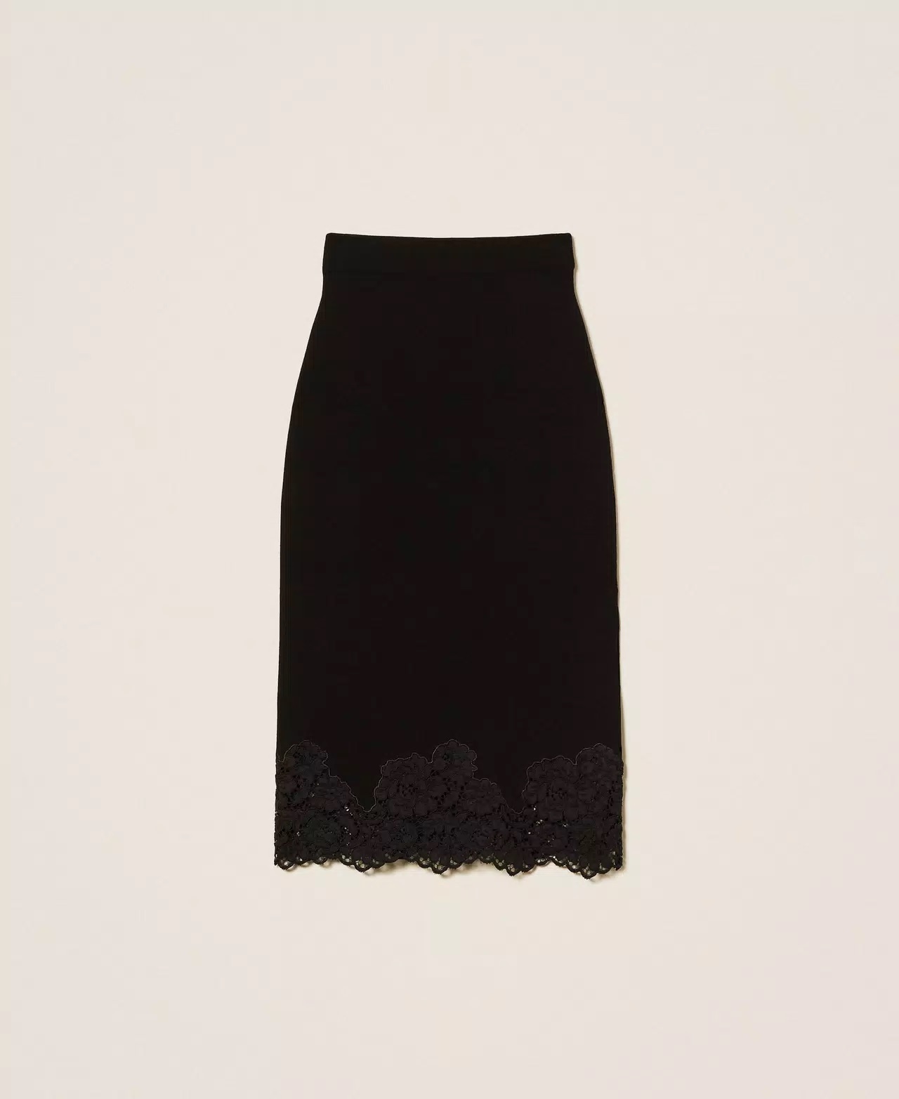 TWIN-SET 針織下擺蕾絲裙