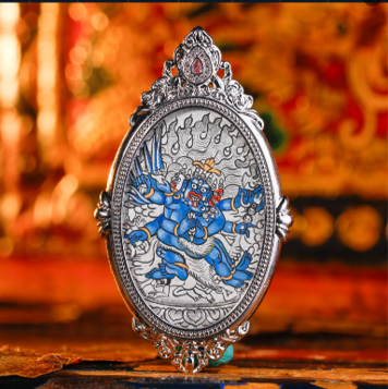 0207XZ51-雪堆白唐卡-橢圓銀唐普巴金剛（A51）