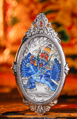 0207XZ56-雪堆白唐卡-橢圓銀唐大威德金剛（A56）