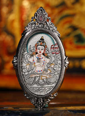 0207XZ60-雪堆白唐卡-橢圓金剛薩埵（A60）