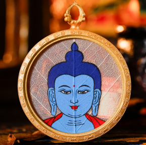 0207XZ62-雪堆白唐卡-3.5菩提葉藥師佛（A62）