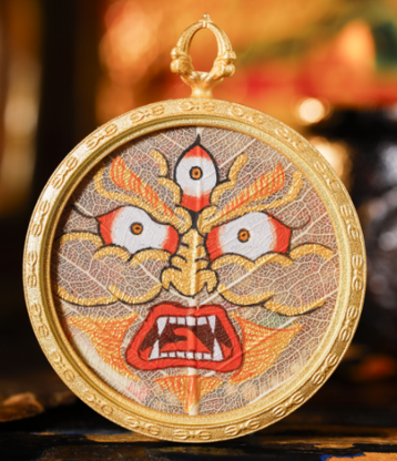 0207XZ65-雪堆白唐卡-3.5菩提葉大黑天（A65）