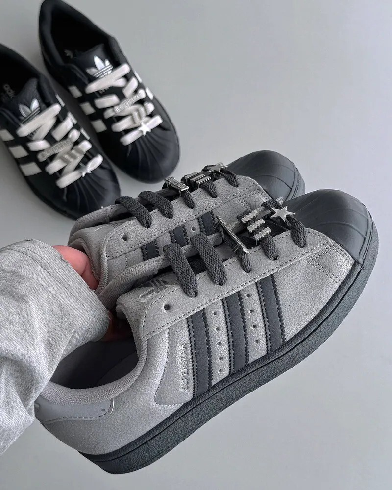 ADIDAS SUPERSTAR II 貝殼頭 芝麻炭灰 星星