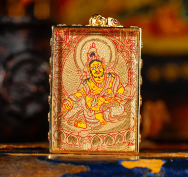 0207XZ77-雪堆白唐卡-2.4*3.4雙面金卡黃財（A77）