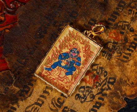 0207XZ79-雪堆白唐卡-2.4*3.4雙面金卡黑財（A79）