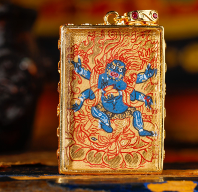 0207XZ80-雪堆白唐卡-2.4*3.4雙面金卡六臂大黑天（A80）