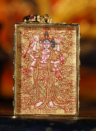 0207XZ81-雪堆白唐卡-2.4*3.4雙面金卡摩利支天（A81）