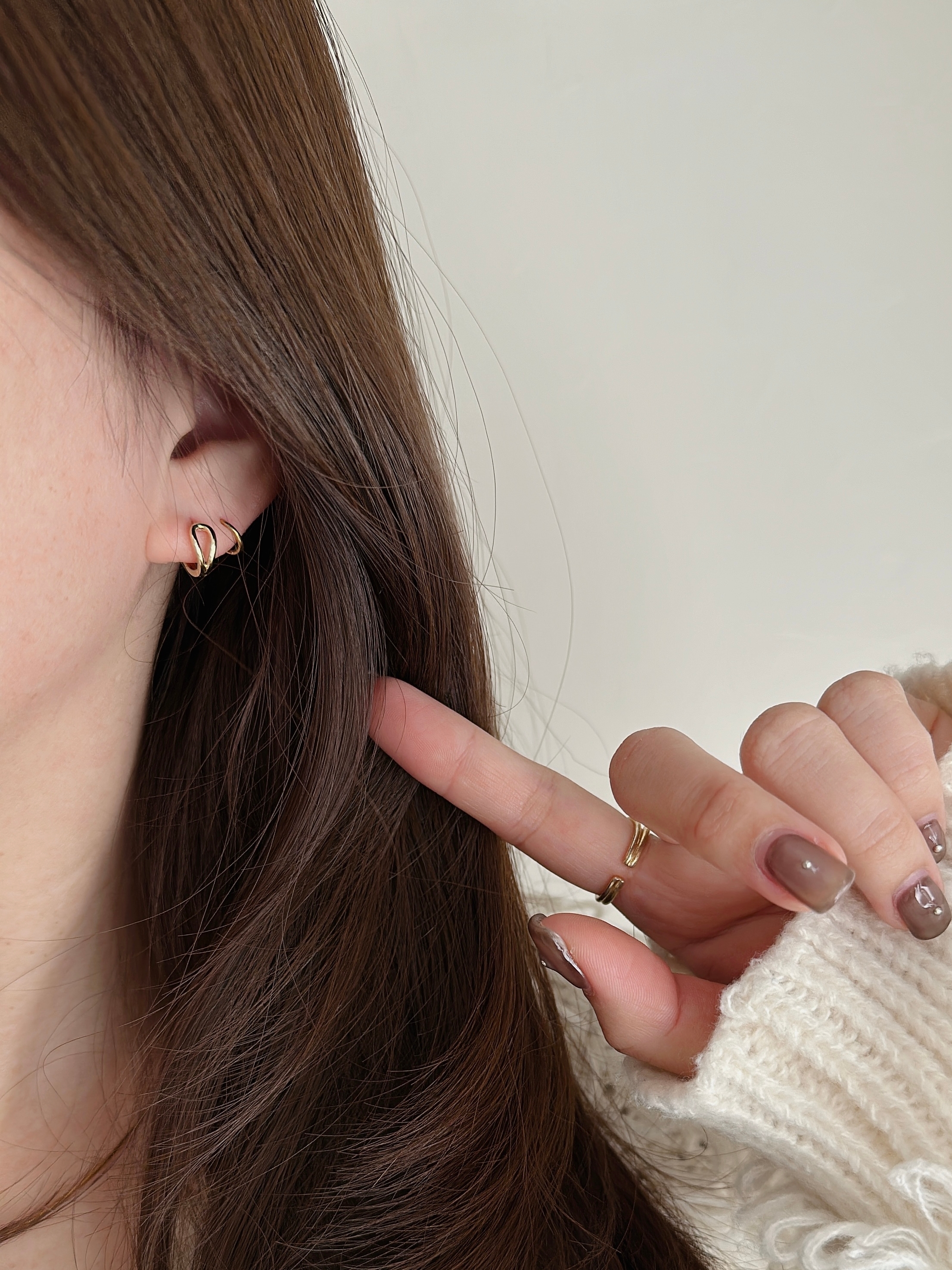 S925 french curve pierce