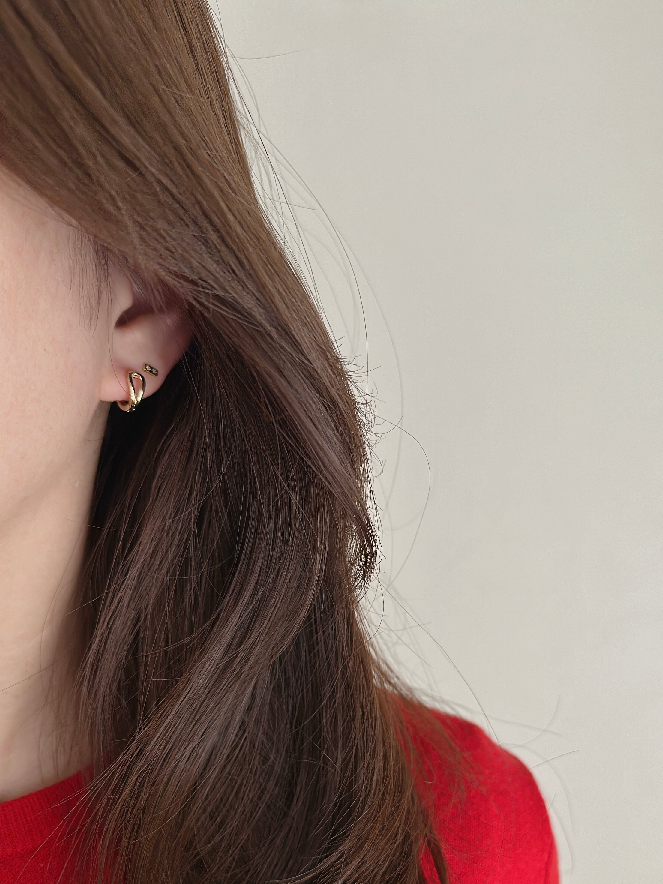 S925 french curve pierce